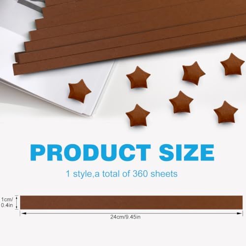 FoDau770 Solid Color Star Paper Strips - 360 Sheet, Dark Brown