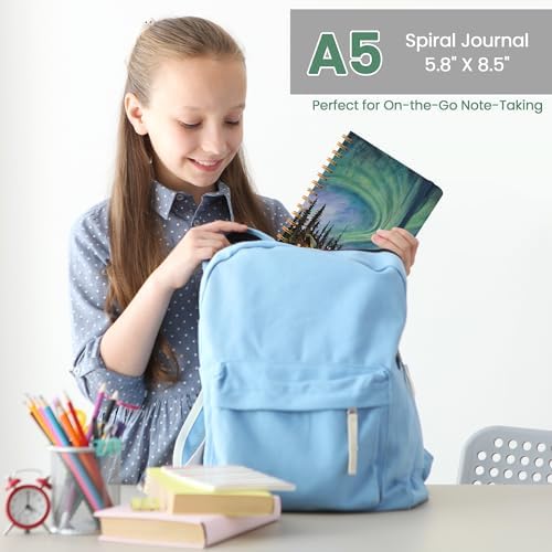 Lined Spiral Journal Notebook, A5 College Ruled Notebook for Note-Taking