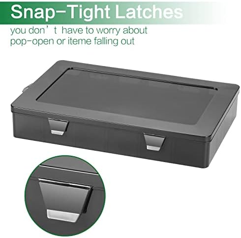 Gbivbe Large 24 Grids Plastic Organizer Box Adjustable Dividers,Clear Storage Box for Jewelry, Art DIY Crafts, Washi Tapes, Beads and Small Parts(Black,2Pack)