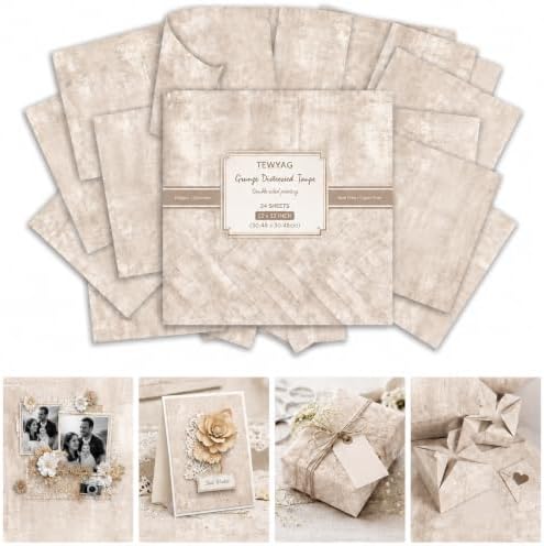 Vintage Scrapbook Paper Double Sided 12x12 Distressed Neutral 24 Sheets