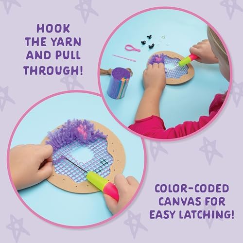 LatchKits Mini Donut - Latch Hook Kits for Kids, Arts and Crafts, Yarn Art, Kids Crafts, Toys for Girls, Birthday Gift for Girls, Easy to Follow Patten, Hook Included, Craft Kits, Ages 6+