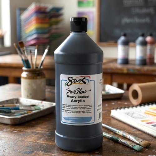Sax Heavy Body Acrylic Paint for School and Arts and Crafts Use, Mars Black, 1 Quart