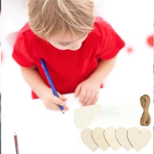 10pcshandicraft Wood Heart, Blank Wood Ornaments3.5X3in Used for Painting and Decoration DIY Technology, Hanging skrnrhrery