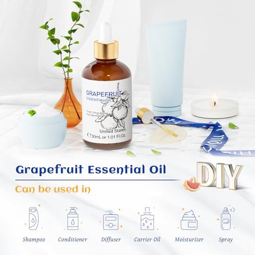 HIQILI Grapefruit Essential Oil for Skin Care, Diffuser and Aromatherapy