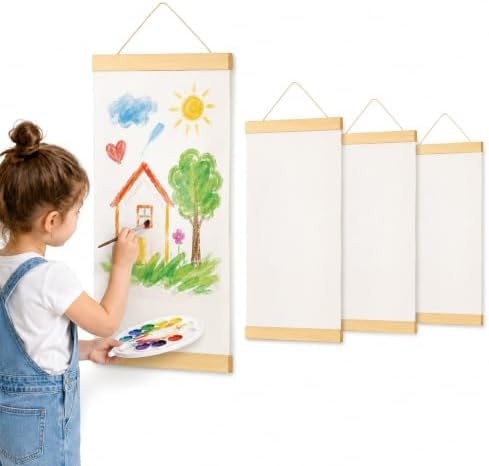 FOMIYES 3pcs Cotton Canvas, for Acrylic, Oil, and Art Projects, Acrylic Pouring& Wet Office Hanging Wall Blank Scrolls with Hanging Loop