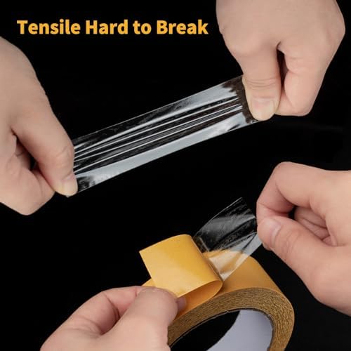 Ultra-Thin Clear Double Sided Tape Heavy Duty 1.58Inch X 66Feet Two Sides Strong Stick Mounting Adhesive Tape For Rug Fixed,DIY Crafts,Poster,Arts,Fixed Clothes,Paste Photo,Scrapbook,Gift Wrap