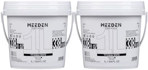 MEEDEN Titanium White Acrylic Paint: 2 Pack 1L/33.8oz Heavy Body Paints