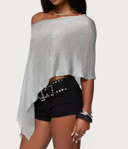 Women Sheer Poncho Shawl Top Lightweight Knit Pullover Beach Cover Up Tops