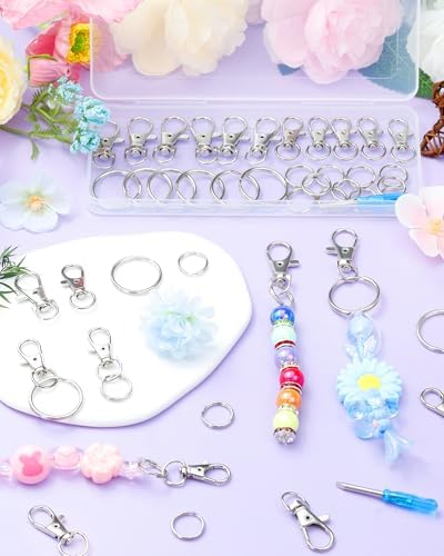 FIVEIZERO 60PCS Keychain Clips and Key Rings Kit, Swivel Snap Hooks for DIY