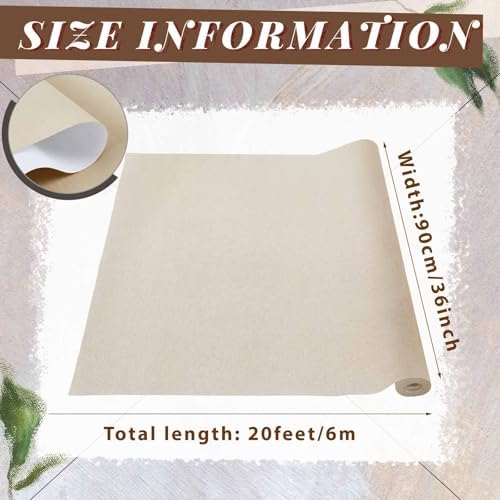 Kinlop 36 Inch X 20 Feet Double Primed Cotton Canvas Roll, Linen Beige