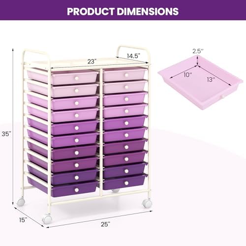 COSTWAY 20-Drawer Rolling Storage Cart, Utility Storage Organizer Cart