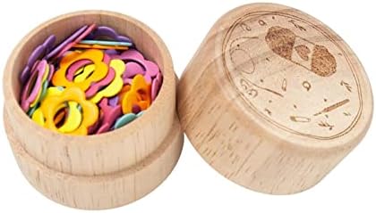 Hilsayum 60PCS Multicolor Stitch Markers Flower Shape Metal Ring Stitch Stoppers Mini Crochet Locking Markers with Wooden Storage Box (Multicolor)