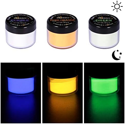 Glow in The Dark Powder Pigment with Flashlight, 120g Luminous Powder Dye Set, 20 g/0.7oz Each, Neutral and Fluorescent Colors for Various Activities, Evening Parties, Halloween, Nail Art, Crafts