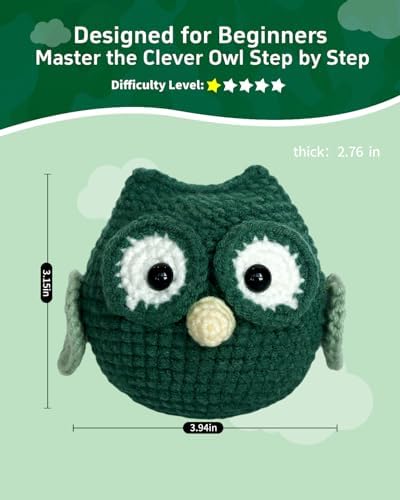 Fortilo Crochet Kit for Beginners Green Owl