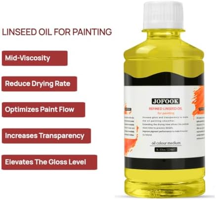 JOFOOK Refined Linseed Oil for Oil Painting with a Paintbrush,Thinner Medium for Oil Based Paint - 9.13oz (270ml),Thinning Oil for Professionals