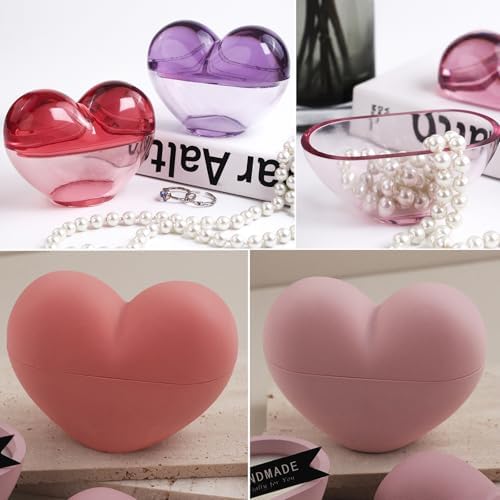 Wehous 3D Heart Shape Box Resin Mold, Valentine's Day Container Storage Silicone Molds for Epoxy Resin, Unique Love Candle Holder Jewelry Trinket Box Jar Molds for DIY Art Craft Valentine Home Decor