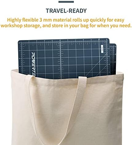 POWERTEC 61001 12" x 18" A3 Non-Slip Double Sided Rotary Cutting Mat with Grid, Table Protector for Crafting, Sizing, Tracing, Sewing, Quilting, Scrapbooking, Arts and Crafts Woodworking