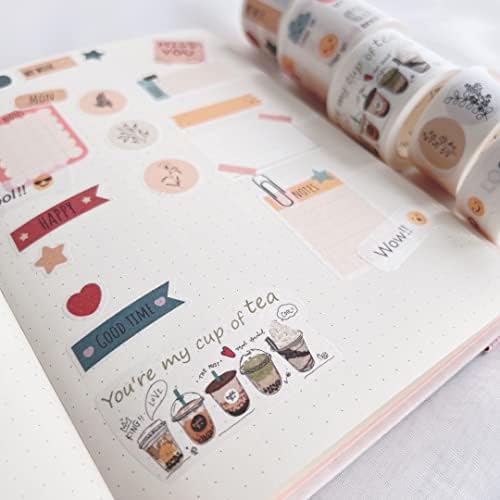 WT Planner’s Washi Tape Sticker Set, 5 Rolls, Original Floral Weekly Decorative Stickers, Cute Pastel Adhesive Tape for Planners, Journals, Bujo, DIY Crafts, Stationery Supplies