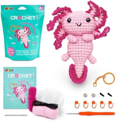Avenir Crochet Kit for Beginners, Salamander Animal Keychain Craft Set