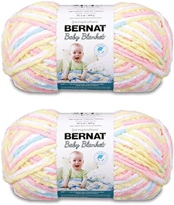 Bernat Baby Blanket Pitter Patter Yarn - 2 Pack of 300g/10.5oz - Polyester - 6 Super Bulky - 220 Yards - Knitting/Crochet