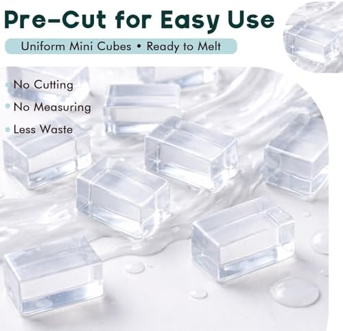 14.1oz Clear Glycerin Soap Base Cubes Pre-Cut Soap Blocks, Melt and Pour Soap Base for DIY Soap Making, Beginners & Small Batch Crafts (Transparent)