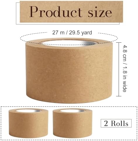 2 Pack Brown Packing Tape,Water Activated Tape Brown Paper Tape for Shipping, Storage, Crafts(48 mm x 59 Yard)
