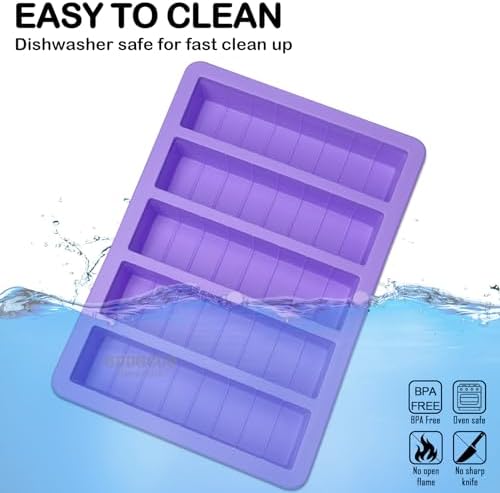 Silicone Butter Molds with Spatula and Lid, Non-Stick Butter Tray with Butter Knife, Reinforced Steel Frame Inside, Perfect for Making 5 Standard 8 Tbsp Butter Sticks, Energy Bar, 2 Pcs