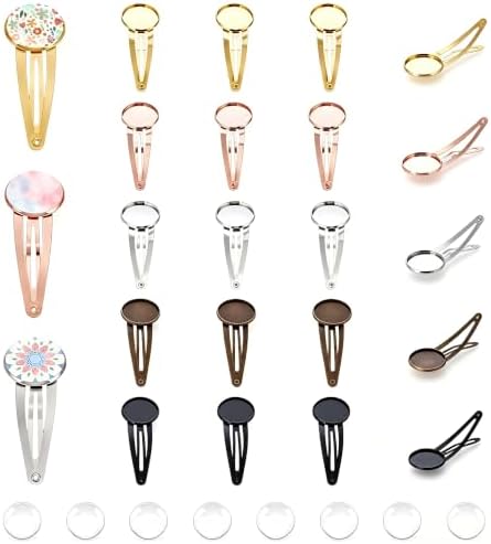 UNICRAFTALE 20 Sets 5 Color Blank Hair Clip Trays for DIY Craft Making