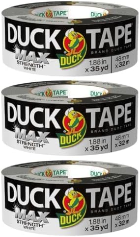 Duck Brand Max Strength Duct Tape, White, 3 Rolls, 1.88 Inch x 35 Yards Each, 240866