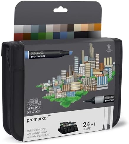 Winsor & Newton ProMarker Set, 24 Count, Architecture Wallet