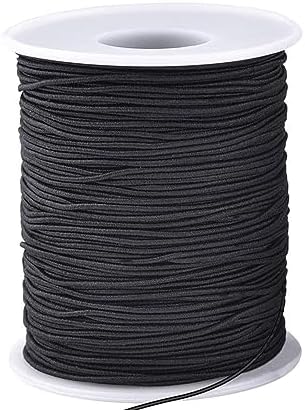 LUSTEMBER Elastic String for Bracelets, 1 mm x 110 Yards Sturdy Stretchy Elastic Cord for Jewelry Making, Necklaces, Beading - Black