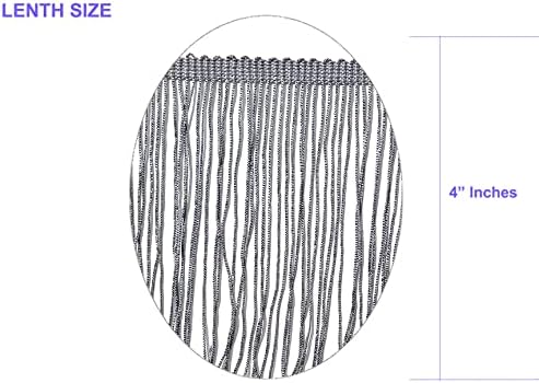 10 Yards of 4" Long Chainette Fringe Thread Yarn Tassel Trim Braid Fringe for Crafts Sewing and Decor- Grey