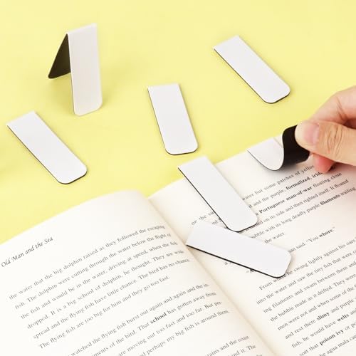 48 Pieces White Magnetic Bookmarks Book Marker Clip Sublimation Bookmarks, Magnetic Page Markers Clips for Kids Students Teachers Classroom Office Reading Book Lovers Supplies