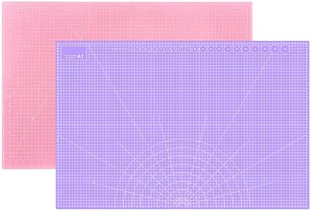 Double Sided Sewing Self Healing Cutting Mat 24 x 36 Inches, A1 Size Craft Sewing Cutting Mat for Crafts and Fabric, Purple & Pink Design