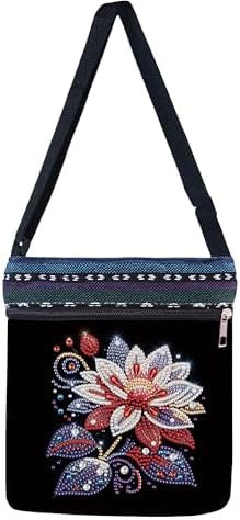 LSQFS 5D DIY Diamond Painting Crossbody Bag, Colorful Floral Pattern, Adjustable Strap & Zipper, Partial Drill Craft Kit for Women, Perfect for Shopping & Daily Use