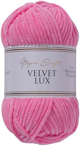 Velvet Lux Chenille Yarn for Crocheting and Knitting, 2 Pack Bulk Chunky Yarn, Super Soft Velvet Yarn for Amigurumi, Baby Blankets & Home Decor — 100g/120yds per Skein (Tulip Pink)