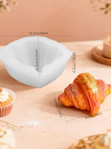 3D Croissant Silicone Mold, Non-Stick Food Shape Candle Molds for Chocolate, Resin, Soap | Cute Bread Fondant Molds for Baking Baby Shower & Birthday Party DIY Crafts‌ (Croissant A)