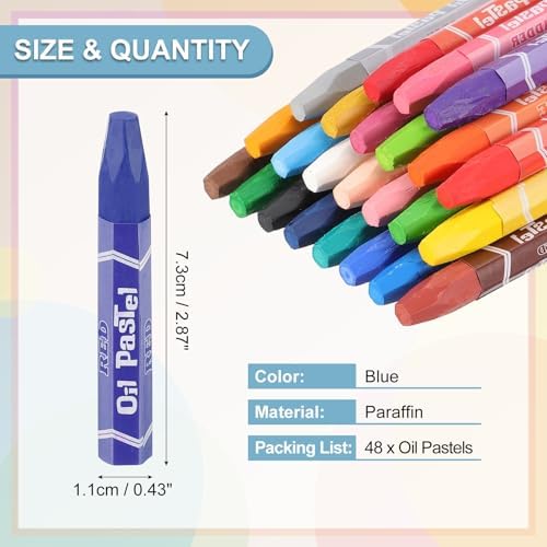 PATIKIL Blue Blue Oil Pastels, 48Pcs Soft Oil Crayons Pastels Stick Vibrant and Creamy Art Supplies Bulk for Artists Beginners Art Painting Drawing Blending Graffiti Gallery