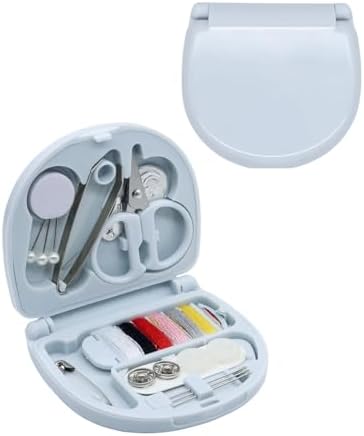 Mini Travel Sewing Kit,Small Size Emergency Sewing Kit with Buttons,Threads,Scissors,Needles Portable DIY Supplies Sewing Repair Kits with Plastic Box for Beginner(Blue)