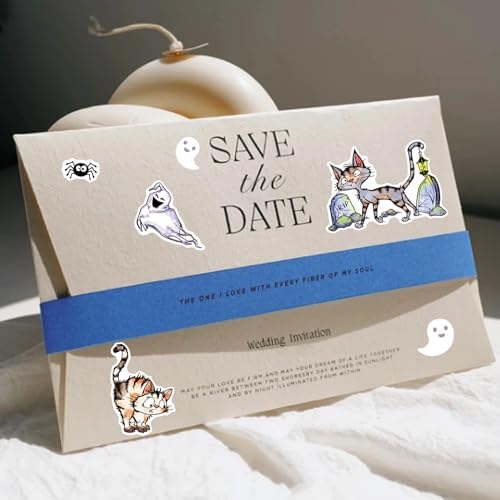 INFUNLY Cat Die and Stamp Set Cat Clear Stamps and Dies for Card Making Ghost Animal Rubber Stamp Black Cat Transparent Silicone Stamps for Crafting Paper Halloween DIY Scrapbooking Decor