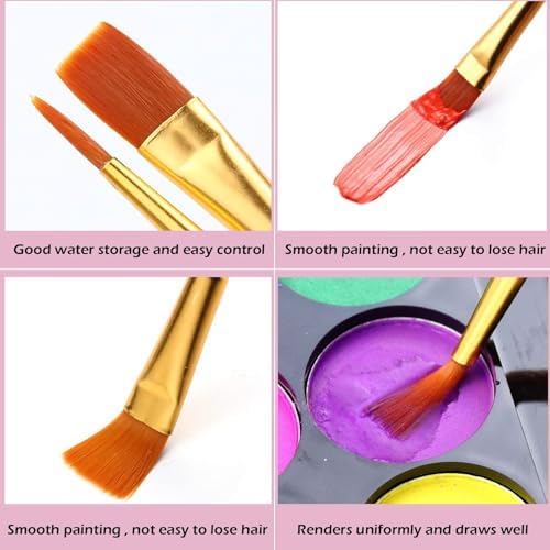 AROIC Painting Brushes Set, 10 Packs /100 Pieces, Nylon Brush Head | Suitable for Oil and Watercolor, Perfect Suit of Art Painting, Best Present for Painting, Pink
