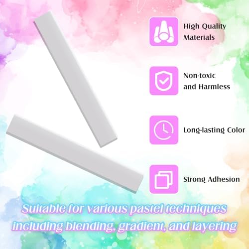 Watersay 24 Pcs Soft Pastel Drawing Chalk Set Square Sketch Chalk Non-toxic Artist Pastel Sticks for Professional Artists and Art Lovers(60 x 8 x 8 mm,White) (Pack of 2)