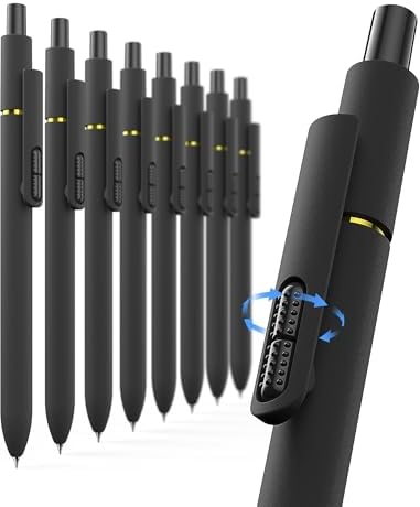 Hiacry 8 Pcs Gel Pens, Quick-Dry Long Lasting Black Ink-0.7mm Fine Point
