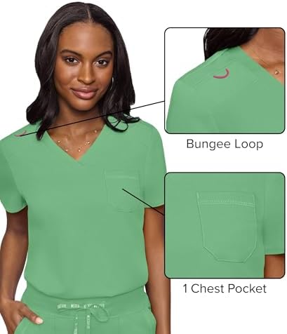 Med Couture Touch Women's Scrub Tops V-Neck Tuck-in Top with 1 Pocket