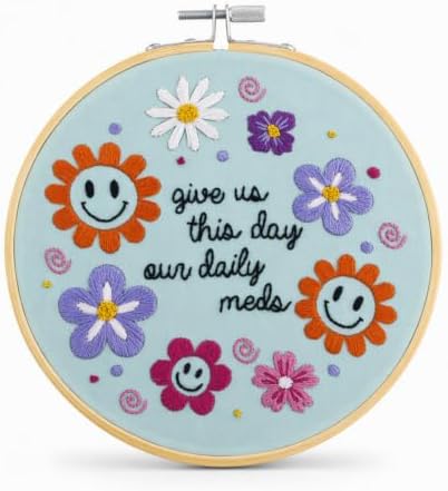 FUNATIC Give Us This Day Our Daily Meds Funny Embroidery Kit for Adults