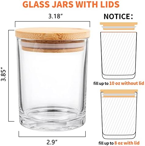 SUPMIND 10oz Clear Glass Candle Jars with Lids,12pcs Bulk for Candle Making