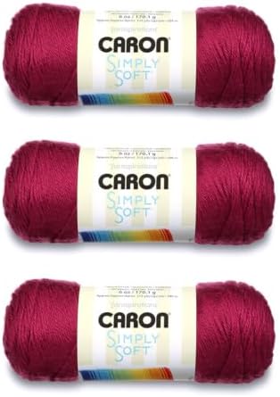 Caron Simply Soft Party Solids Yarn, Gauge 4 Medium Worsted, - 6 oz - Fuchsia - For Crochet, Knitting & Crafting