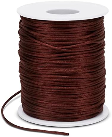 1.5mm Nylon Cord 328 Feet Satin Cord Nylon String for Bracelets, Bracelet Thread Bead String for Jewelry Making, Necklace, Chinese Knotting, Beading, DIY Crafts (Light Coffee)
