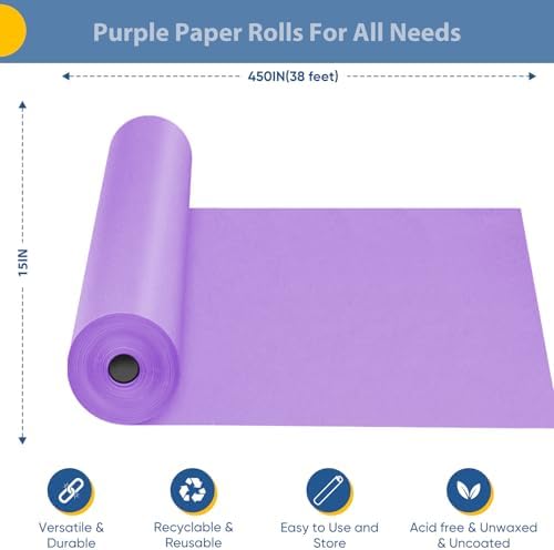 Purple Wrapping Paper, 15"x450" Art Craft Decorative Bulletin Board Paper