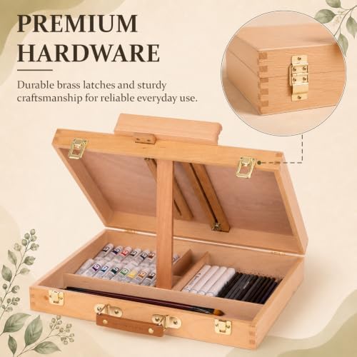 Falling in Art Portable Beech Wood Tabletop Art Easel Box